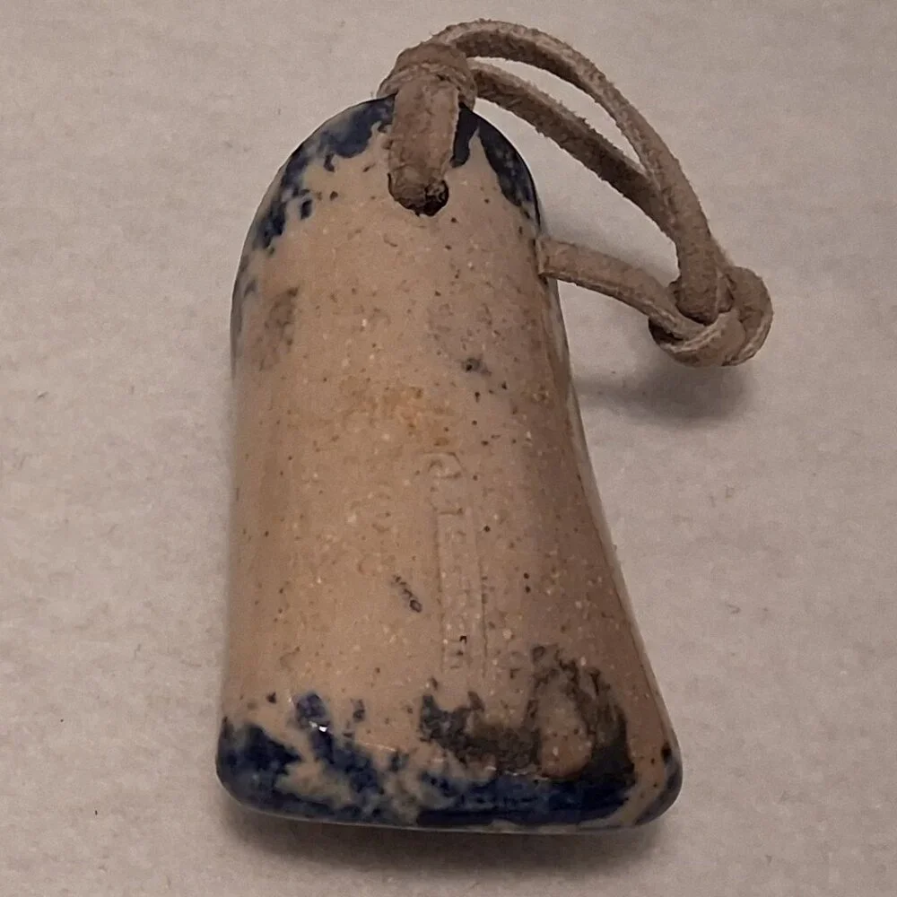 Handmade J. MacSam Ceramic Vessel Pendant • Blue Glazed Boho Artisan Necklace - Picture 2 of 6